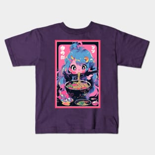 Cute Anime Girl |  Ramen Noodles | Hentaii Chibi Kawaii Design Kids T-Shirt